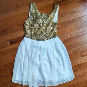 Gold Sequins with White Dress Size 11/12
